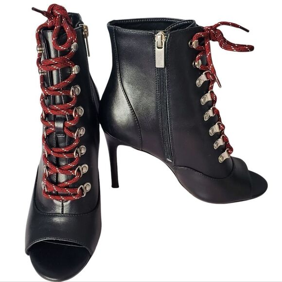 Charles David Shoes - Charles David Charlye Lace Up Leather Heel Booties 8